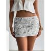 imageSOLY HUX Womens Sparkly Sequin Mini Skirt Low Rise Bodycon Party Club Going Out Skirts with Shorts UnderneathPlain White