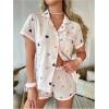 imageSOLY HUX Womens Summer Short Pajamas Heart Print Cute 2 Piece Sleepwear Matching Shirt and Shorts PJ SetWhite Heart