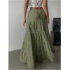 imageSOLY HUX Womens Summer Split Maxi Skirt Tie Front Elastic Waist Lace Ruffle Hem Long Flowy SkirtsPure Army Green