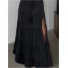 imageSOLY HUX Womens Summer Split Maxi Skirt Tie Front Elastic Waist Lace Ruffle Hem Long Flowy SkirtsPure Black