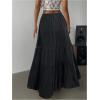 imageSOLY HUX Womens Summer Split Maxi Skirt Tie Front Elastic Waist Lace Ruffle Hem Long Flowy SkirtsPure Black