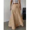 imageSOLY HUX Womens Summer Split Maxi Skirt Tie Front Elastic Waist Lace Ruffle Hem Long Flowy SkirtsPure Khaki