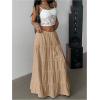 imageSOLY HUX Womens Summer Split Maxi Skirt Tie Front Elastic Waist Lace Ruffle Hem Long Flowy SkirtsPure Khaki