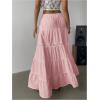 imageSOLY HUX Womens Summer Split Maxi Skirt Tie Front Elastic Waist Lace Ruffle Hem Long Flowy SkirtsPure Pink