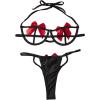 imageSOLY HUX Womens Two Piece Underwire Lingerie Set Bow Knot Cut Out Halter Bra and Panty SleepwearBlack and Red