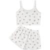imageSOLY HUX Pajama Sets for Women 2 Piece Lace Trim Cherry Print Sleepwear Cami Top and Shorts LoungewearWhite Cherry