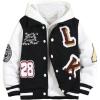 imageSOLY HUX Toddler Boys Varsity Jacket Letter Graphic Color Block Collar Long Sleeve Baseball Jacket StreetwearBlack Letter