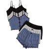 imageSOLY HUX Womens 3 Sets Pajamas Lounge Sets Cute Bow Front Crop Cami Tops and Shorts PJs SleepwearBlack Grey Blue