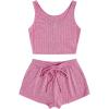 imageSOLY HUX Womens Button Front Ribbed Knit Tank Top and Shorts Pajama Set Sleepwear Lounge SetsPlain Pink