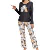 imageSOLY HUX Womens Cartoon Graphic Pajama Set Cute Cat Print Sleepwear Long Sleeve Tee Tops and Pants LoungewearBlack Cartoon