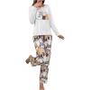 imageSOLY HUX Womens Cartoon Graphic Pajama Set Cute Cat Print Sleepwear Long Sleeve Tee Tops and Pants LoungewearWhite Cartoon