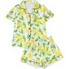 imageSOLY HUX Womens Cute Print Pajama Set Short Sleeve Sleepwear Button Down Shirt and Shorts LoungewearWhite Lemon