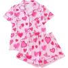 imageSOLY HUX Womens Cute Sleepwear Heart Print Matching Short Sleeve Shirt and Shorts Pajama Lounge SetPink Heart
