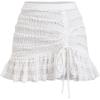 imageSOLY HUX Womens Lace Ruffle Mini Skirt Y2k Ruched Drawstring Summer Going Out SkirtsPlain White
