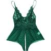 imageSOLY HUX Womens Lace Teddy Lingerie Spaghetti Strap Bodysuit Babydoll SleepwearPure Green