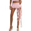 imageSOLY HUX Womens Mesh Irregular Ruffle Trim Layered Y2k Mini Skirt Concert Music Festival Date OutfitsPlain Pink