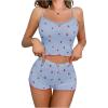 imageSOLY HUX Womens Pajama Set Strawberry Print Lace Trim Cami Top and Shorts Lounge Sets SleepwearLight Blue Strawberry