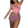imageSOLY HUX Womens Pajama Set Striped Letter Print Sleepwear Cami Tops and Shorts LoungewearDusty Pink Letter