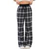 imageSOLY HUX Womens Plaid Checkered Pants Flannel Pajama Pants Lounge Wide Leg Baggy Sweatpants with PocketsBlack and White