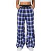 imageSOLY HUX Womens Plaid Checkered Pants Flannel Pajama Pants Lounge Wide Leg Baggy Sweatpants with PocketsBlue and Gray