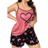 imageSOLY HUX Womens Plus Size Pajama Set Butterfly Heart Print Loungewear Cami Top and Shorts SleepwearLight Pink Heart