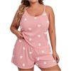 imageSOLY HUX Womens Plus Size Pajama Set Cute Cartoon Print Sleepwear Cami Top and Shorts LoungewearPink Heart
