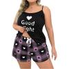 imageSOLY HUX Womens Plus Size Pajama Set Heart Graphic Cami Tops and Plaid Shorts Sleepwear LoungewearBlack Heart