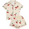 imageSOLY HUX Womens Short Pajamas Set Cute Printed Button Short Sleeve Shirt with Shorts Sleepwear PJs SetApricot Cherry