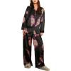imageSOLY HUX Womens Silk Pajama Set Leopard Print Satin Sleepwear Long Sleeve Button Down Shirt and Pants SetsBlack Leopard