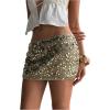 imageSOLY HUX Womens Sparkly Sequin Mini Skirt Low Rise Bodycon Party Club Going Out Skirts with Shorts UnderneathPlain Apricot