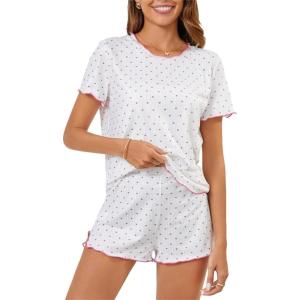 imageSOLY HUX Pajama Set for Women Cute Print Short Sleeve Tee and Shorts Lounge SleepwearMulti Heart Print