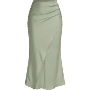 imageSOLY HUX Womens Satin Maxi Skirt Elegant Wrap High Waisted Ruched Fishtail Dressy Casual SkirtsMint Green
