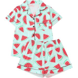 imageSOLY HUX Womens Short Pajamas Set Cute Printed Button Short Sleeve Shirt with Shorts Sleepwear PJs SetMint Green