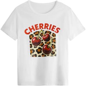 imageSOLY HUX Womens Vintage TShirt Short Sleeve Leopard Graphic Tees Crew Neck Streetwear ShirtsWhite Cheetah