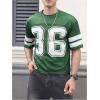 imageSOLY HUX Mens Jersey Shirts Mesh Number Graphic Crew Neck Short Sleeve Streetwear Tee Loose TopsGreen Letter
