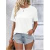 imageSOLY HUX Womens Open Back Tops Cut Out Split Tee Short Sleeve Round Neck Casual T ShirtPure White