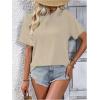 imageSOLY HUX Womens Open Back Tops Cut Out Split Tee Short Sleeve Round Neck Casual T ShirtSolid Apricot