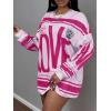 imageSOLY HUX Womens Retro Oversized TShirt Streetwear Long Sleeve Graphic Tees Printed Crewneck TopsHot Pink Multi