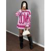 imageSOLY HUX Womens Retro Oversized TShirt Streetwear Long Sleeve Graphic Tees Printed Crewneck TopsHot Pink Multi