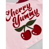 imageSOLY HUX Womens Y2k Cherry Print Tees Crop Top Cute Graphic Short Sleeve Lace 2 in 1 TShirtsPink Red