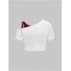 imageSOLY HUX Womens Y2k Cherry Print Tees Crop Top Cute Graphic Short Sleeve Lace 2 in 1 TShirtsWhite Red