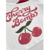 imageSOLY HUX Womens Y2k Cherry Print Tees Crop Top Cute Graphic Short Sleeve Lace 2 in 1 TShirtsWhite Red