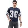 imageSOLY HUX Mens Jersey Shirts Mesh Number Graphic Crew Neck Short Sleeve Streetwear Tee Loose TopsDark Blue Letter