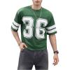 imageSOLY HUX Mens Jersey Shirts Mesh Number Graphic Crew Neck Short Sleeve Streetwear Tee Loose TopsGreen Letter