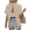 imageSOLY HUX Womens Open Back Tops Cut Out Split Tee Short Sleeve Round Neck Casual T ShirtSolid Apricot