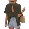 imageSOLY HUX Womens Open Back Tops Cut Out Split Tee Short Sleeve Round Neck Casual T ShirtSolid Army Green