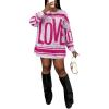 imageSOLY HUX Womens Retro Oversized TShirt Streetwear Long Sleeve Graphic Tees Printed Crewneck TopsHot Pink Multi