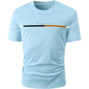 imageSOLY HUX Mens Graphic Tees Letter Print Short Sleeve Round Neck TShirt TopsLight Blue