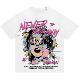 imageSOLY HUX Mens Graphic Tees Y2K Baggy Shirts Unisex Oversized Tshirts Figure Print 90s Vintage Streetwear TopsWhite Letter