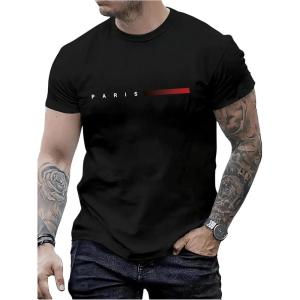 imageSOLY HUX Mens Letter Print Short Sleeve T Shirt Round Neck Summer Casual Tee TopsBlack Letter
